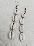 Women Cowrie Earrings Long Copper Handmade Boho Ethnic Dangle Jewelry