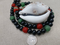 Large Cowrie Shell Men Necklace Jewelry Beaded Red Black Green Handmade African