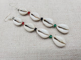 Women Earrings Beaded Jewelry Handmade Red Black Green Pan African Cowrie Long Dangle