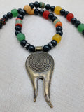 Men Necklace Tribal Spiral Antique Bronze Colorful Jewelry Ethnic Gift ldea
