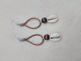 Cowrie Earrings Women Dangle Jewelry Brown Beaded Ethnic Handmade
