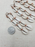 Women Cowrie Earrings Long Copper Handmade Boho Ethnic Dangle Jewelry