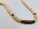 Men Necklace Agate Wood Beaded Jewelry Statement Ethnic Unique
