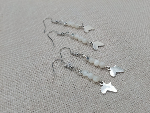 Africa Earrings Beaded Silver Dangle Jewelry