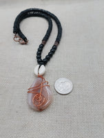 Copper Necklace Beaded Jewelry Handmade Stone Pendant