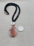 Copper Necklace Beaded Jewelry Handmade Stone Pendant