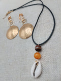 Women Jewelry Set Necklace Earrings Handmade Statement Gift Gold Tone Cowrie Bohemian Minimalist