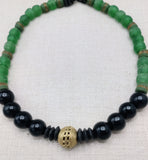 Men Necklace African Jewelry Green Black Beaded Statement Gift Ideas Ethnic
