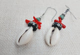 Ethnic Earrings Cowrie Jewelry Women Red Green Silver Long Dangle