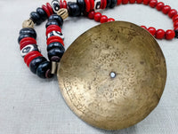 African Necklace Red Brass Black Vintage Men Women Jewelry Extra Large Photography