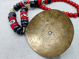 African Necklace Red Brass Black Vintage Men Women Jewelry Extra Large Photography