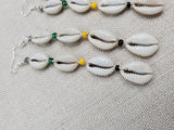 Jamaica Earrings Cowrie Beaded Yellow Green Black Beaded Women Jewelry