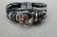 African Silver Leather Bracelet Fashion Statement Size 7.5 Women