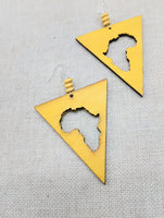 Africa Earrings Wooden Yellow Motherland Women Large Handmade