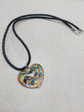 Heart Necklace Love Women Jewelry Murano Blue Gold Black Leather Cord Gift Ideas