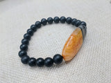 Women Bracelet Agate Black Beaded Jewelry Boho Stretch Handmade
