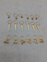 Hair Jewelry Accessories Locs Twist Braids Set of 18 Dreads Gold Accents Dangle Elephants Bells