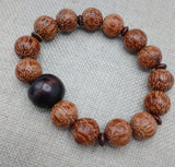 Wood Bracelet Beaded Men Jewelry Size 8 Stretch Handmade Brown