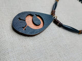 African Sankofa Bird Adinkra Wooden Black Pendant Necklace Jewelry Beaded Handmade