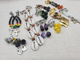 Women Non Pierced Earrings Jewelry Handmade Clip On Silver Gold Beaded Yellow Purple Rasta Set of 10