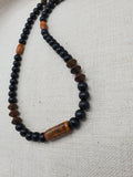 Black Brown Beaded Necklace for Him Agate Men Jewelry Gift for Him