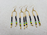 Jamaica Earrings Women Gold Long Beaded Jewelry Handmade Beaded Green Yellow Black