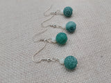 Green White Beaded Earrings Women Round Jewelry Crackle Ethnic