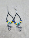 Silver Africa Earrings Dangle Blue Yellow Teal Jewelry Women