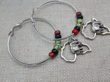 Silver Africa Hoop Earrings Elephant Jewelry Dangle Pan African Beaded