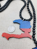 Haiti Necklace Wooden Pendant Red Blue Jewelry Men Beaded