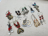 Women Earrings Afrocentric Ethnic Elephant Peace Ankh Set of 10 Wholesale Bulk Jewelry Silver Beaded