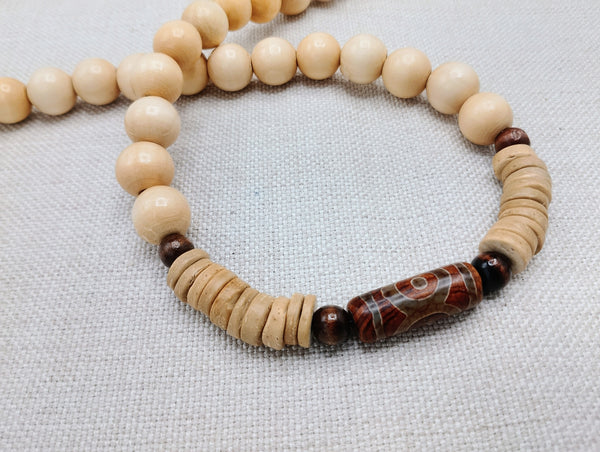 Men Necklace Agate Wood Beaded Jewelry Statement Ethnic Unique