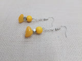 Yellow Earrings Stone Silver Dangle Drop Jewelry Handmade Women