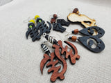 Wooden African Earringd Dankofa Gye Nyame Beaded Women Jewelry Handmade Dangle Afrocentric Set of 5