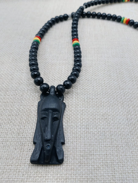 Men Necklace African Jewelry Beaded Red Yellow Green Black Handmade