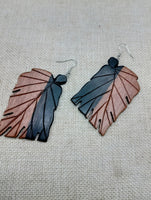 Wood Leaf Earrings Mahogany Carved Dangle Nature Women Gift Idea Unique