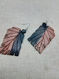 Wood Leaf Earrings Mahogany Carved Dangle Nature Women Gift Idea Unique