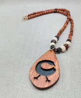 African Sankofa Bird Necklace Women Jewelry Beaded Black Wooden