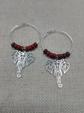 Silver Elephant Earrings Hoop Jewelry Red Women Dangle Gift Ideas