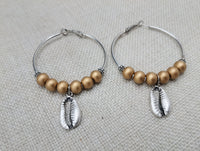 Silver Hoop Earrings Cowrie Shell Gold Women Dangle Jewelry