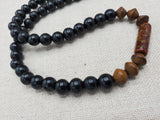 Men Beaded Necklace Black Brown Beaded Jewelry Handmade Gift Father's Day for Him