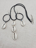 Cowrie Shell Women Jewelry Set Necklace Earrings Silver Dangle Gift Idea