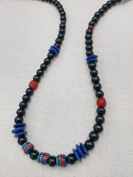 African Necklace Men Jewelry Black Red Blue Ethnic Africa