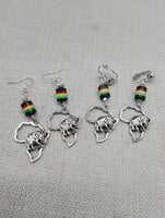 Silver Africa Earrings Elephant Rasta Jewelry Women Beaded