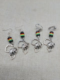 Silver Africa Earrings Elephant Rasta Jewelry Women Beaded