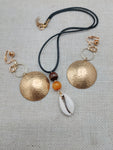 Women Jewelry Set Necklace Earrings Handmade Statement Gift Gold Tone Cowrie Bohemian Minimalist