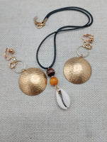 Women Jewelry Set Necklace Earrings Handmade Statement Gift Gold Tone Cowrie Bohemian Minimalist