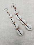 Women Cowrie Earrings Long Copper Handmade Boho Ethnic Dangle Jewelry