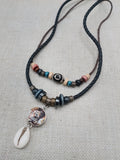 African Women Pendant Cowrie Shell Jewelry Leather Adjustable Tribal Beaded Ethnic