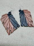 Wood Leaf Earrings Mahogany Carved Dangle Nature Women Gift Idea Unique